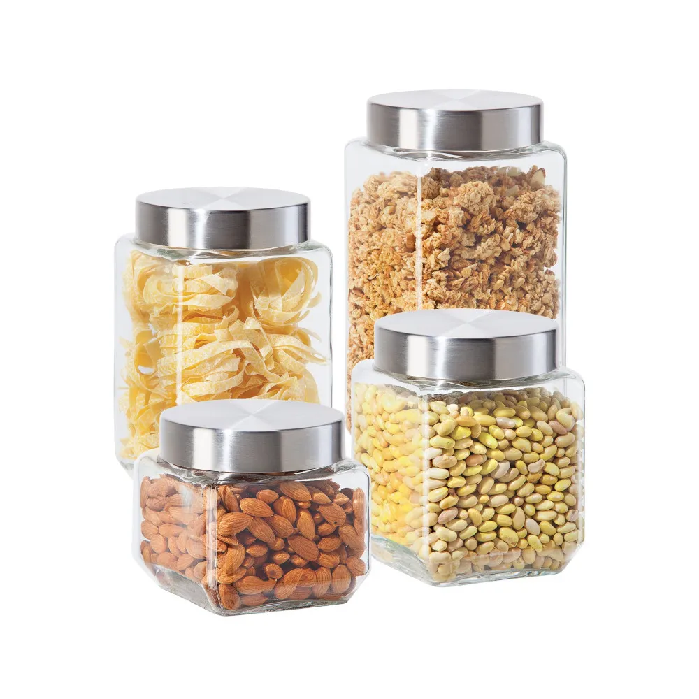 BOTES VIDRIO+TAPA INOXIDABLE P/ALIMENTOS