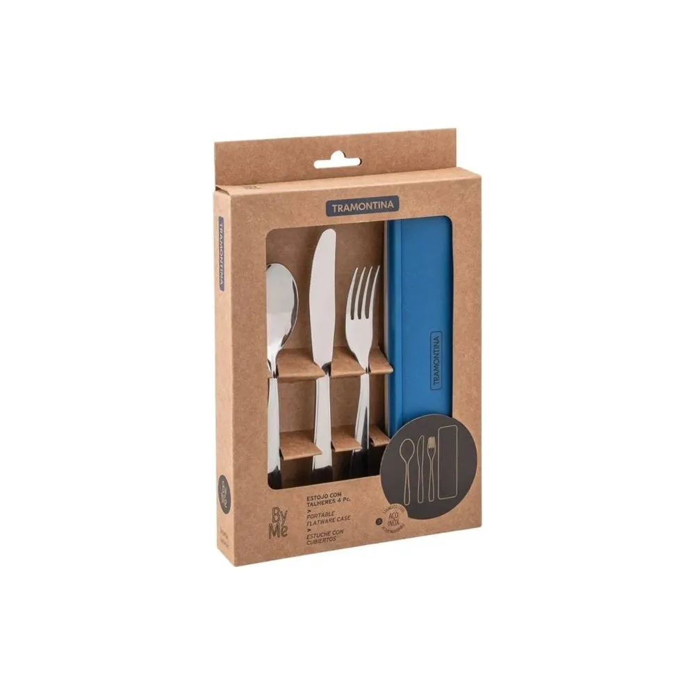 BY ME J4 CUBIERTOS PORTATIL AZUL