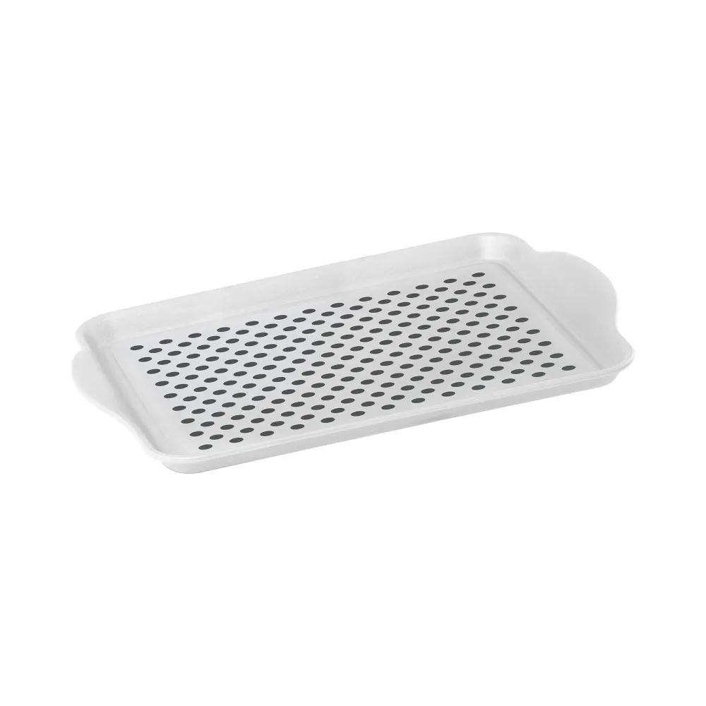 CHAROLA RECTANGULAR C/AGARRE DE CAUCHO BLANCO**N**