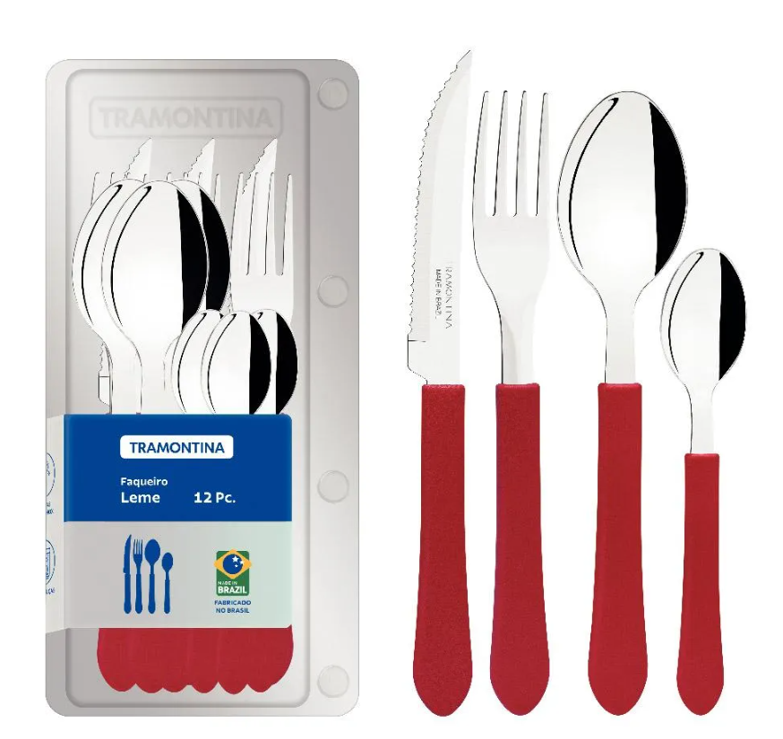 JUEGO DE 12 CUBIERTOS LEMEN ROJO