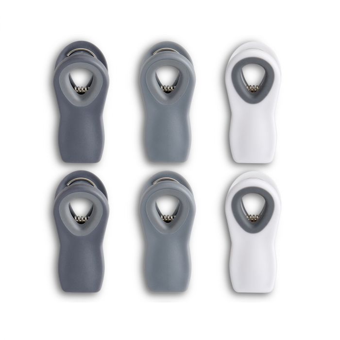 JUEGO 6 CLIPS MAGNETICOS BLANCO, GRIS Y CARBON