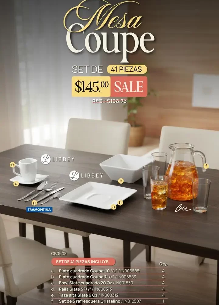 MESA COUPE SET DE 41 PIEZAS