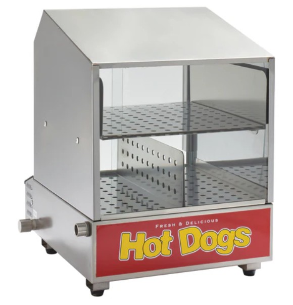 MAQUINA DE HOTDOGS CON VAPORIZADOR, CAPACIDAD 164 SALCHICHAS Y 36 PANES