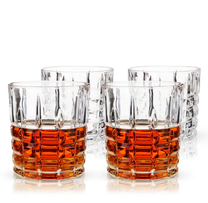 SET DE 4 VASOS WHISKY DE CRISTAL CORTADO – 12 OZ