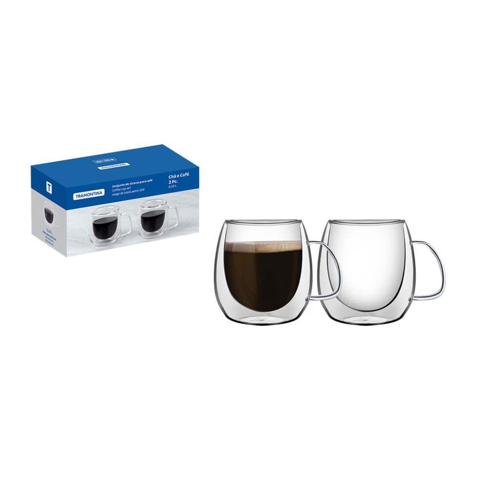 SET DE 2 TAZAS DE 100 ML DE VIDRIO INSULADO