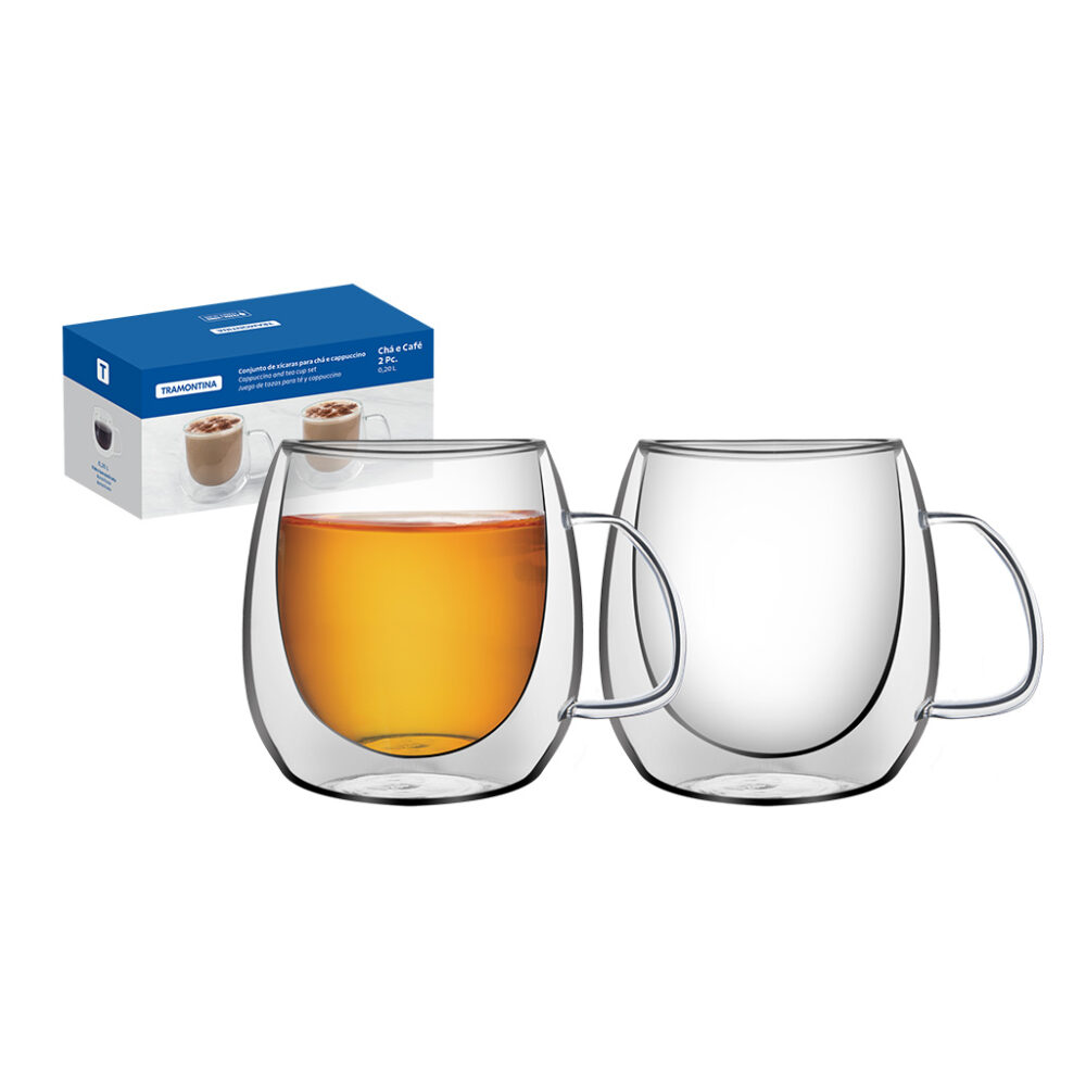 SET DE 2 TAZAS DE 300 ML DE VIDRIO INSULADO